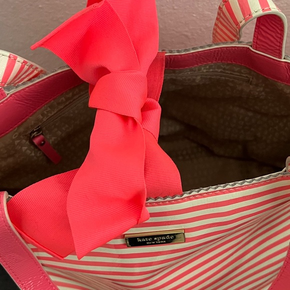 Kate Spade Neon Pink Striped Tote - Picture 4 of 7